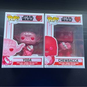 Star Wars Valentines Funk Pop Lot - Yoda 421 and Chewbacca 419